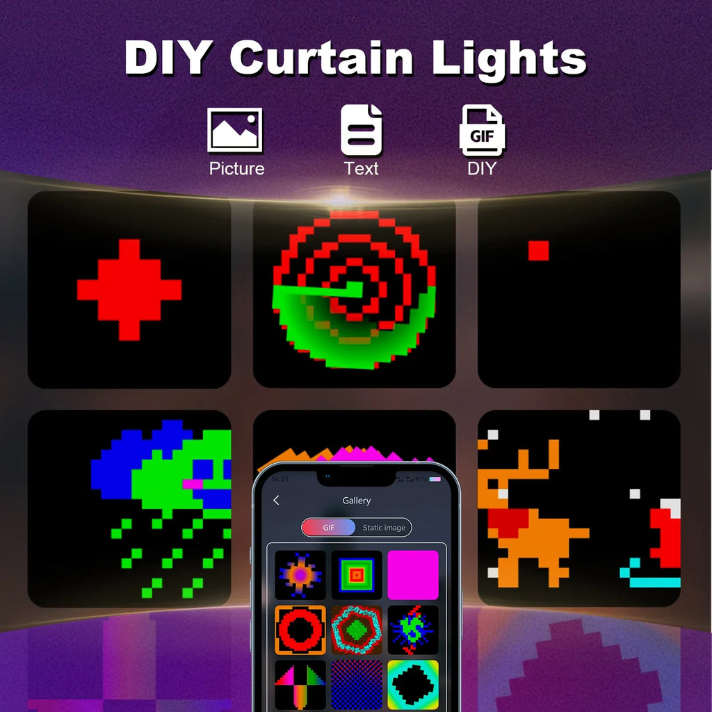 400 LED Smart Curtain String Lights with App Remote Control Music Sync String Outdoor Lights