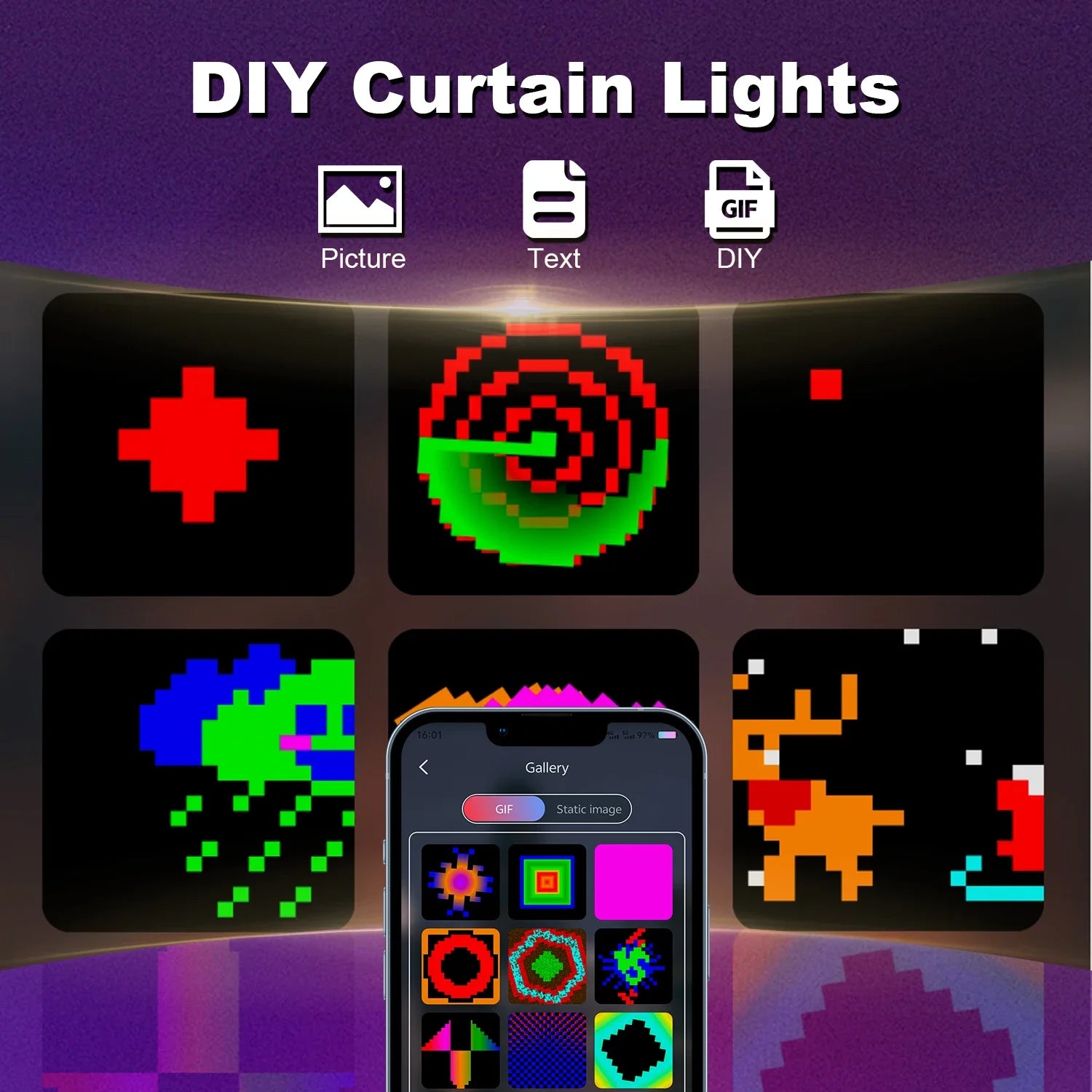 400 LED Smart Curtain String Lights with App Remote Control Music Sync String Outdoor Lights