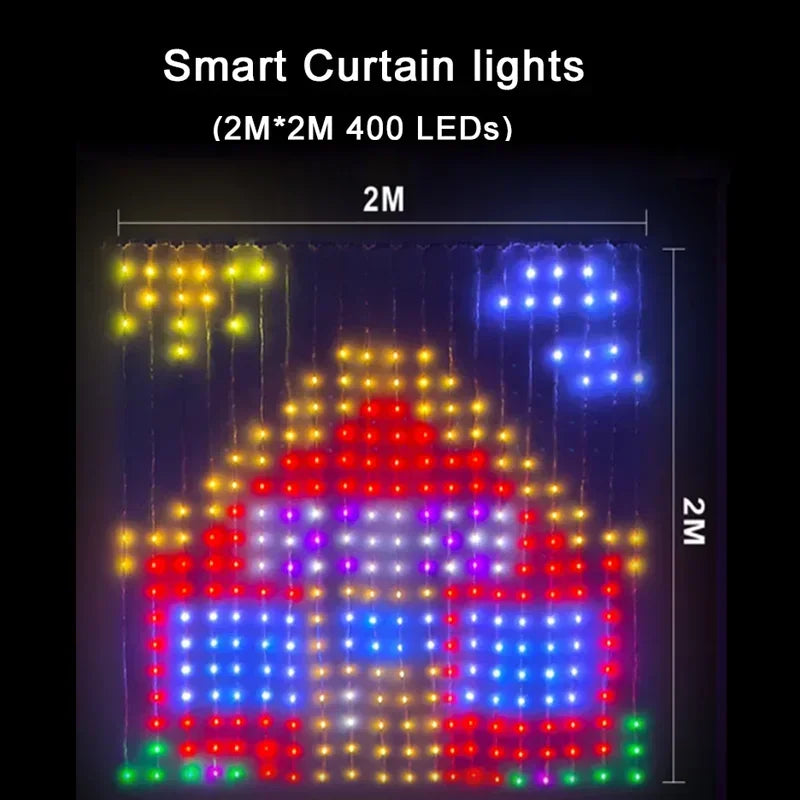 400 LED Smart Curtain String Lights with App Remote Control Music Sync String Outdoor Lights