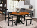5-Pcs Oval Table with Butterfly Leaves and 4 Linen Upholstered Dining Chairs