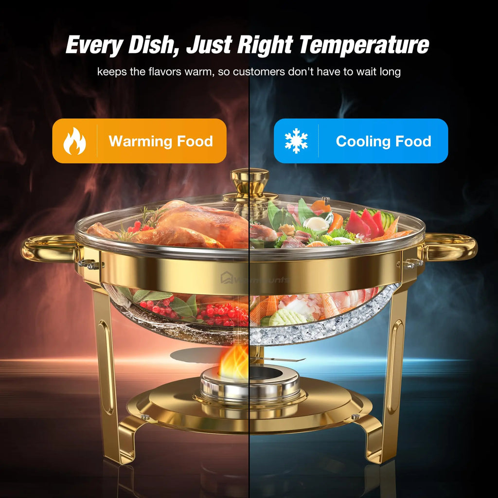 Chafing Dishes for Buffet 5QT Round Stainless Steel Chafing Dish Set for Home Parties