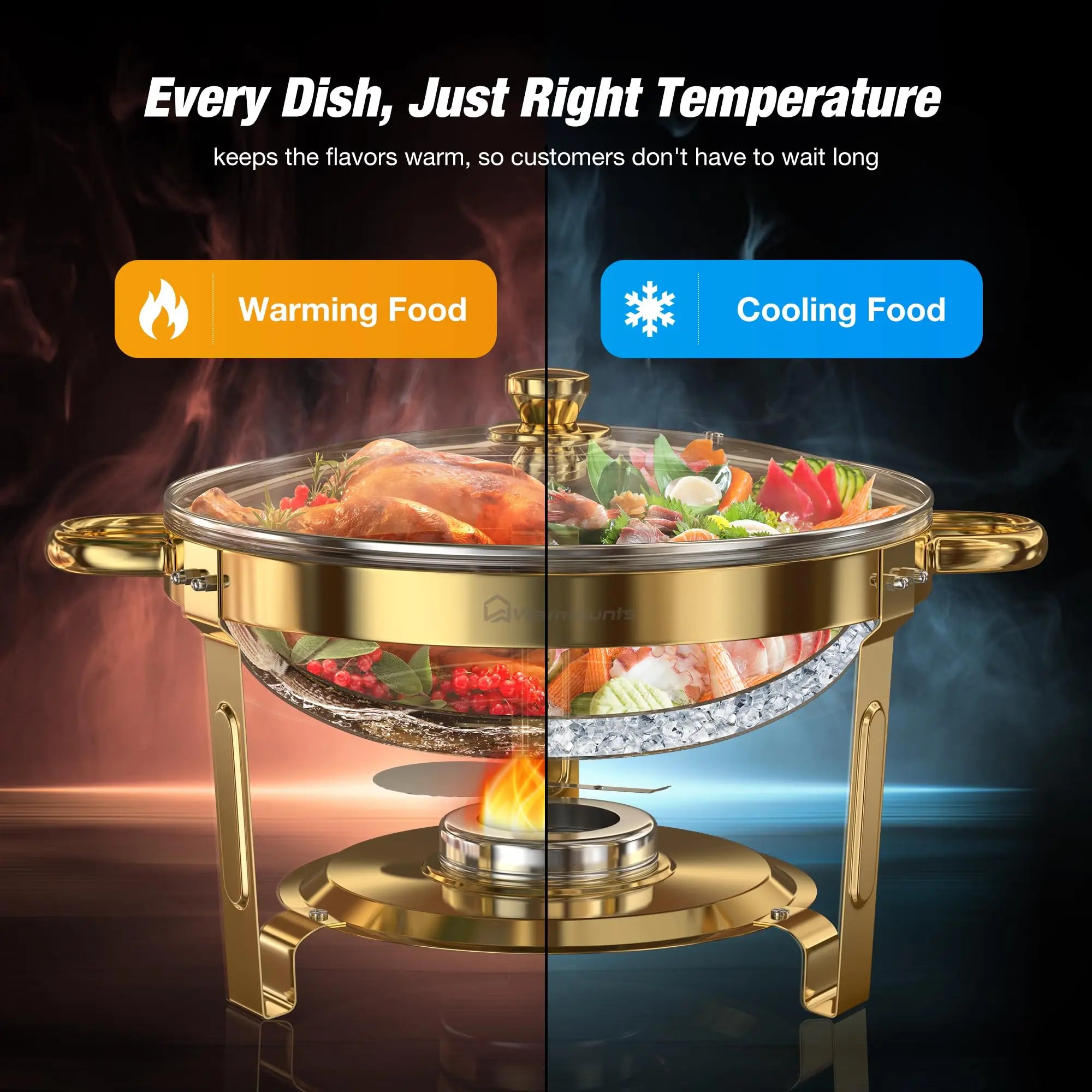 Chafing Dishes for Buffet 5QT Round Stainless Steel Chafing Dish Set for Home Parties