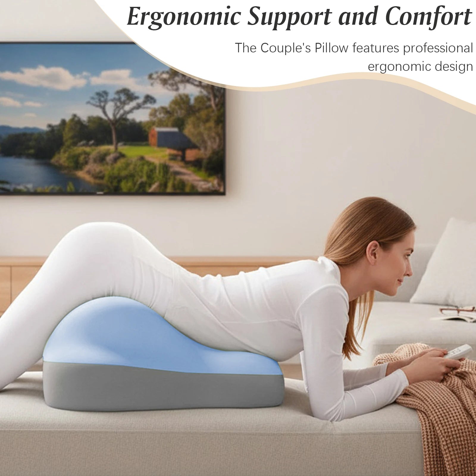 Memory Foam Ergonomic Pillow for Back, Neck, & Waist Pain Relief