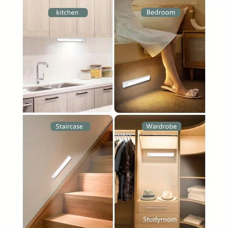 Under Cabinet Lights 1/3/5/6pcs, Motion Sensor Rechargeable  Battery Operated 2 Colors LED Light