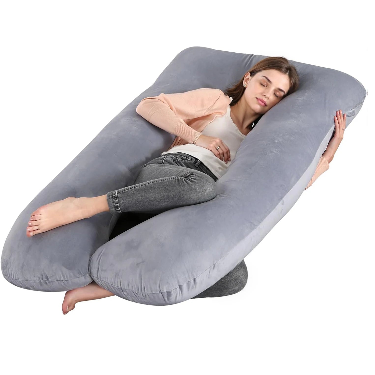 Pillows for Sleeping, G Shaped Full Body Pillow with Removable Cover