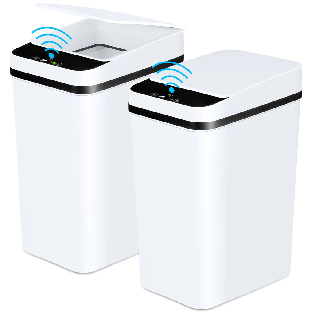 2 Pack 12L Bathroom Automatic Trash Cans Touchless Motion Sensor Slim with Lid