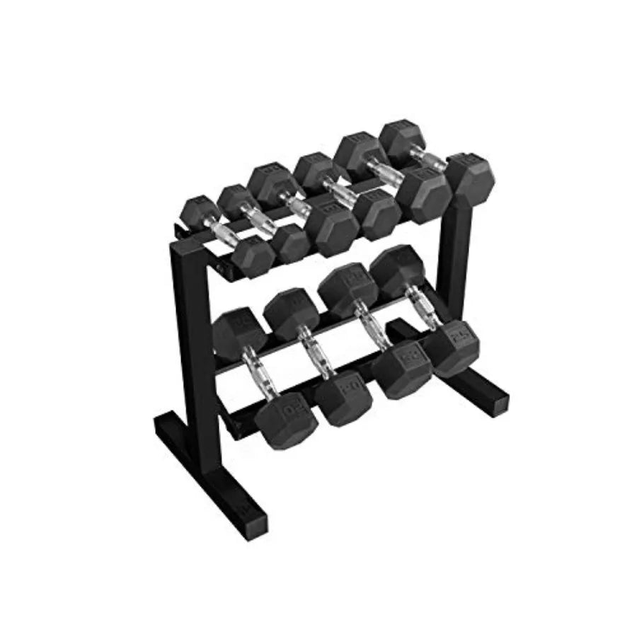 150 lb Dumbbell Set with 2-Tier Rack Steel Gray Adjustable Weight Storage Solution