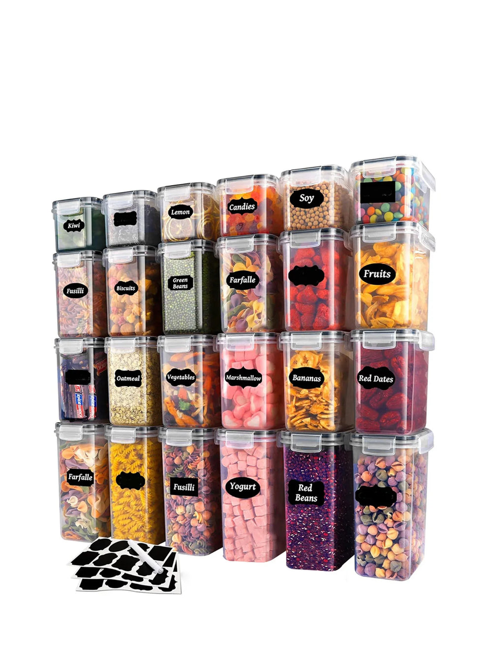 Sealed food storage containers with LIDS - lunch boxes ideal for organizing and storing grains, rice, pasta, tea, nuts