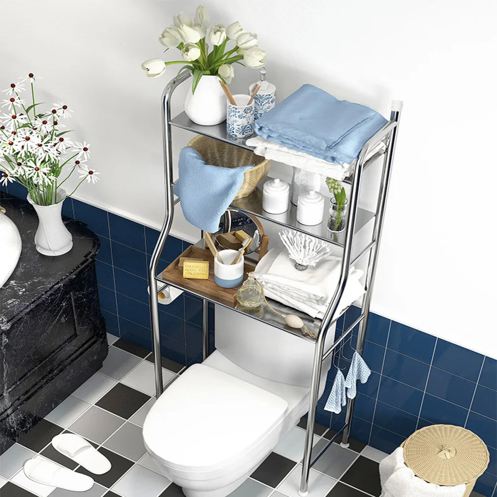 Over Toilet Storage Shelf, Metal Bathroom Shelves with Paper Holder and Removable