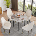 32" Sintered Stone Dining Round Reception Coffee Table with Black Metal Legs