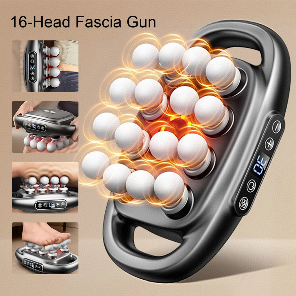 16-Head Fascia Body Massage Gun Back and Waist Massager Neck Shoulder Massager
