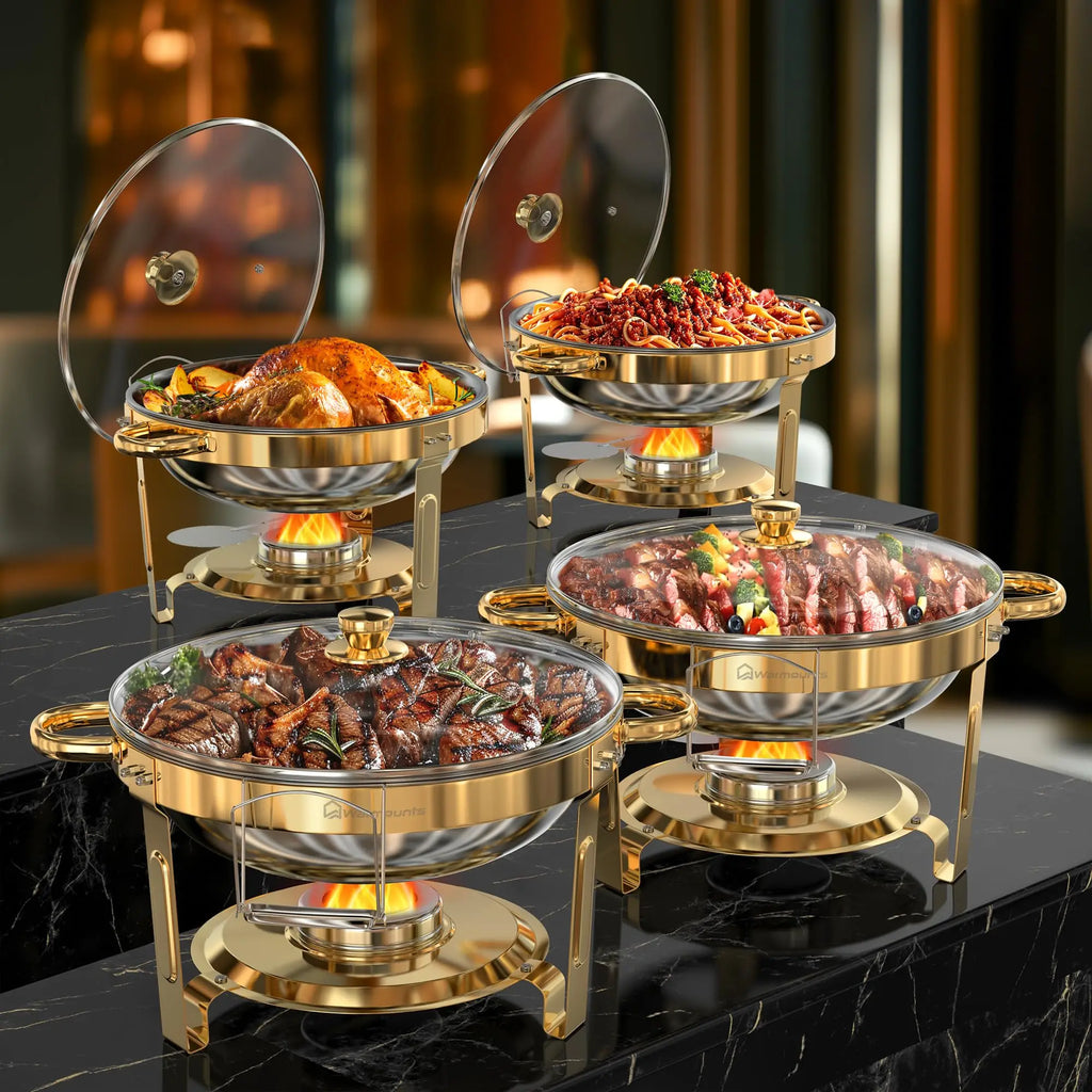 Chafing Dishes for Buffet 5QT Round Stainless Steel Chafing Dish Set for Home Parties