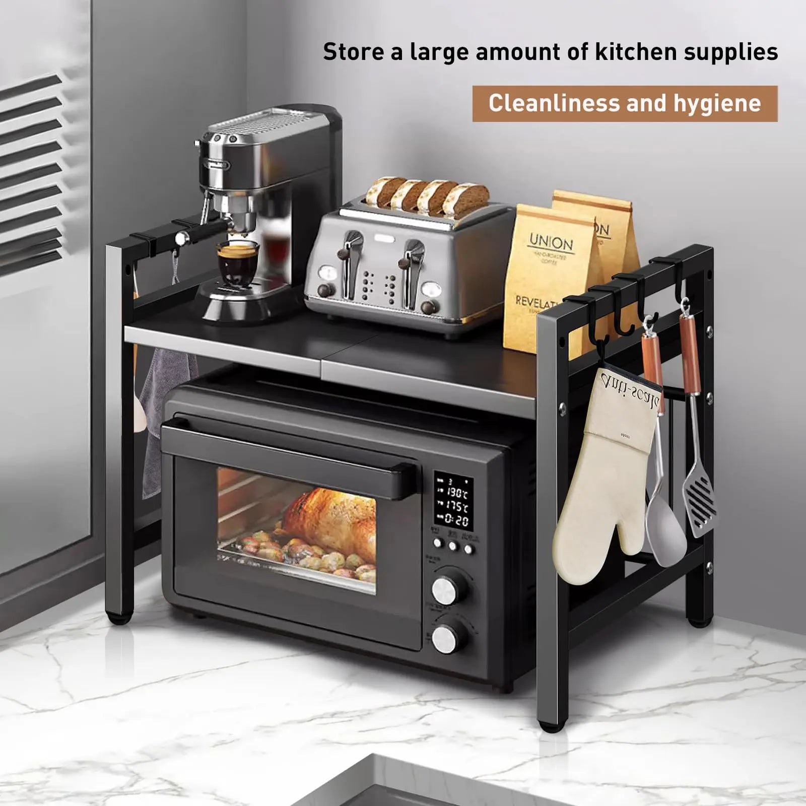 1pc Expandable Microwave Shelf Organizer, Moisture And Rust Proof