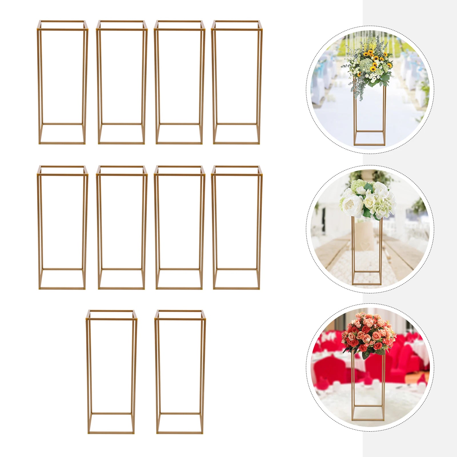 10PCs Tall Metal Flower Stand Geometric Flower Vase Stand Table Centerpiece