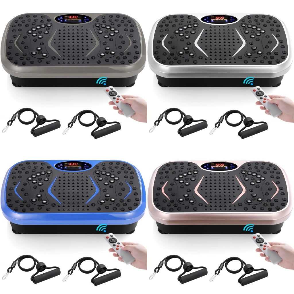 Vibration Plate Exercise Machine - Whole Body Workout Vibration Fitness Platform w/ Loop Bands - Home Training Equipment