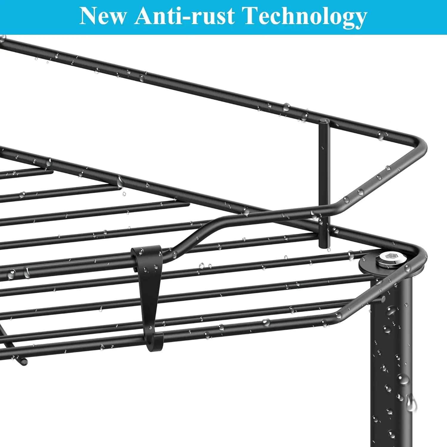 4-Tier Corner Shower Caddy with Hooks, Black Bathroom Shelf Organizer Stand Rack