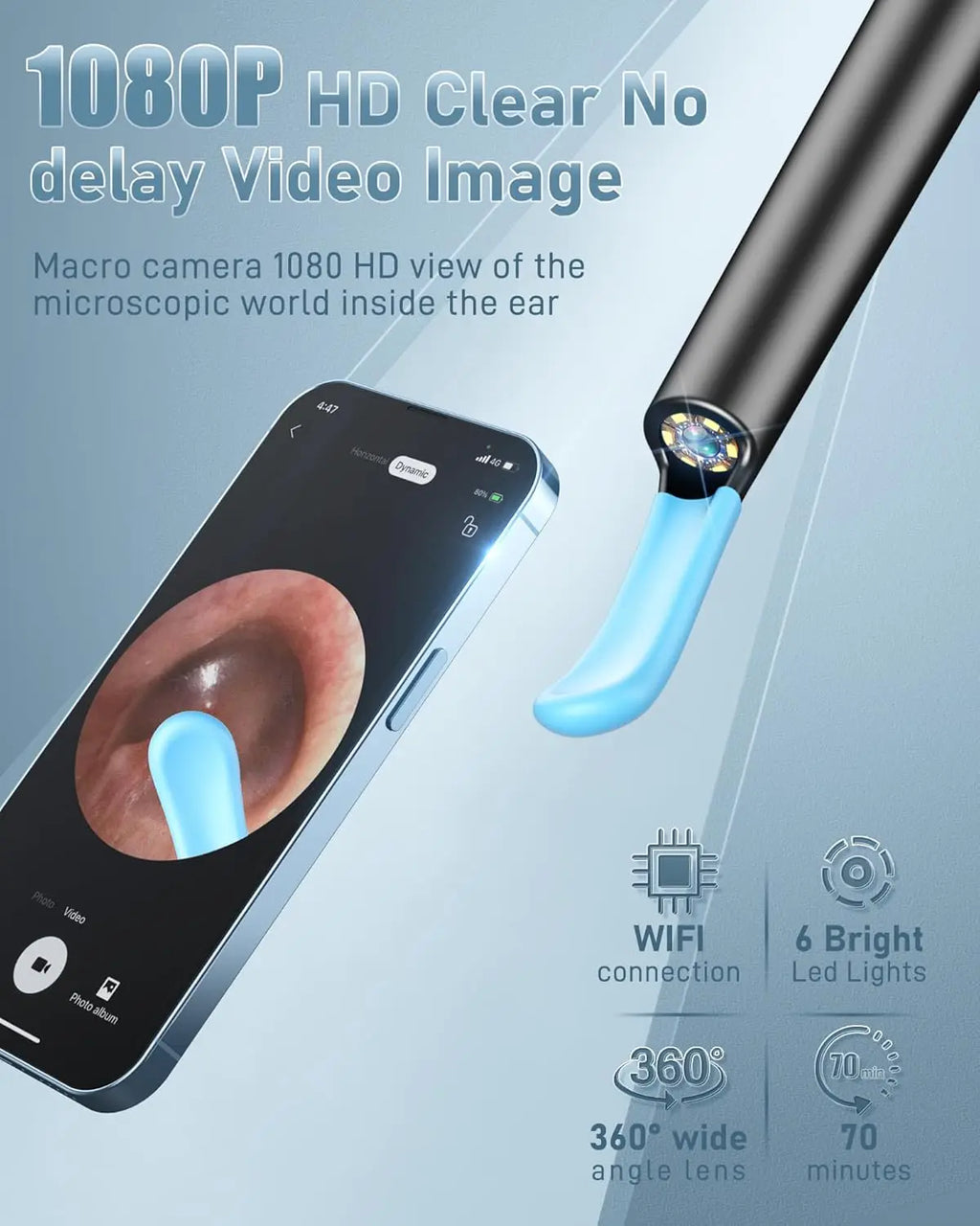 Ear Wax Removal Camera Tool with HD Lens and 7-Piece Cleaning Kit