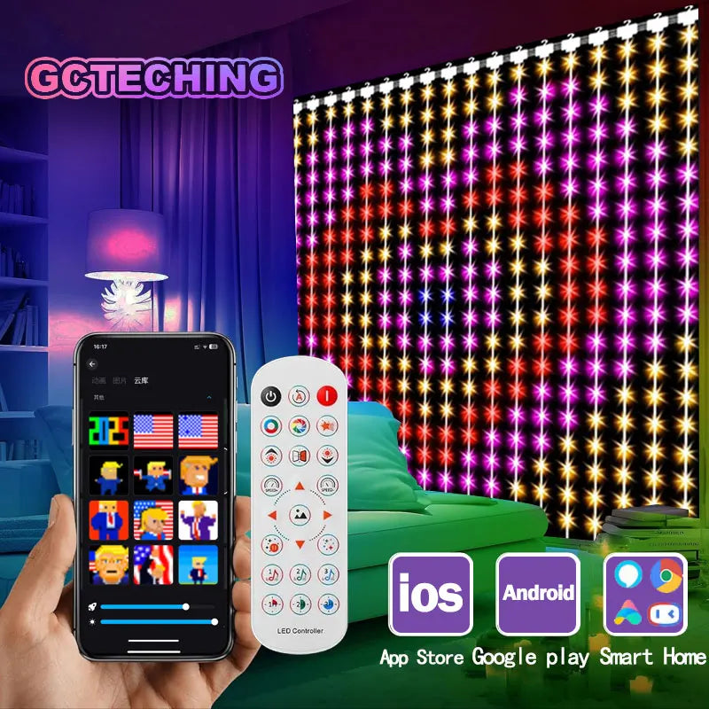 400 LED Smart Curtain String Lights with App Remote Control Music Sync String Outdoor Lights