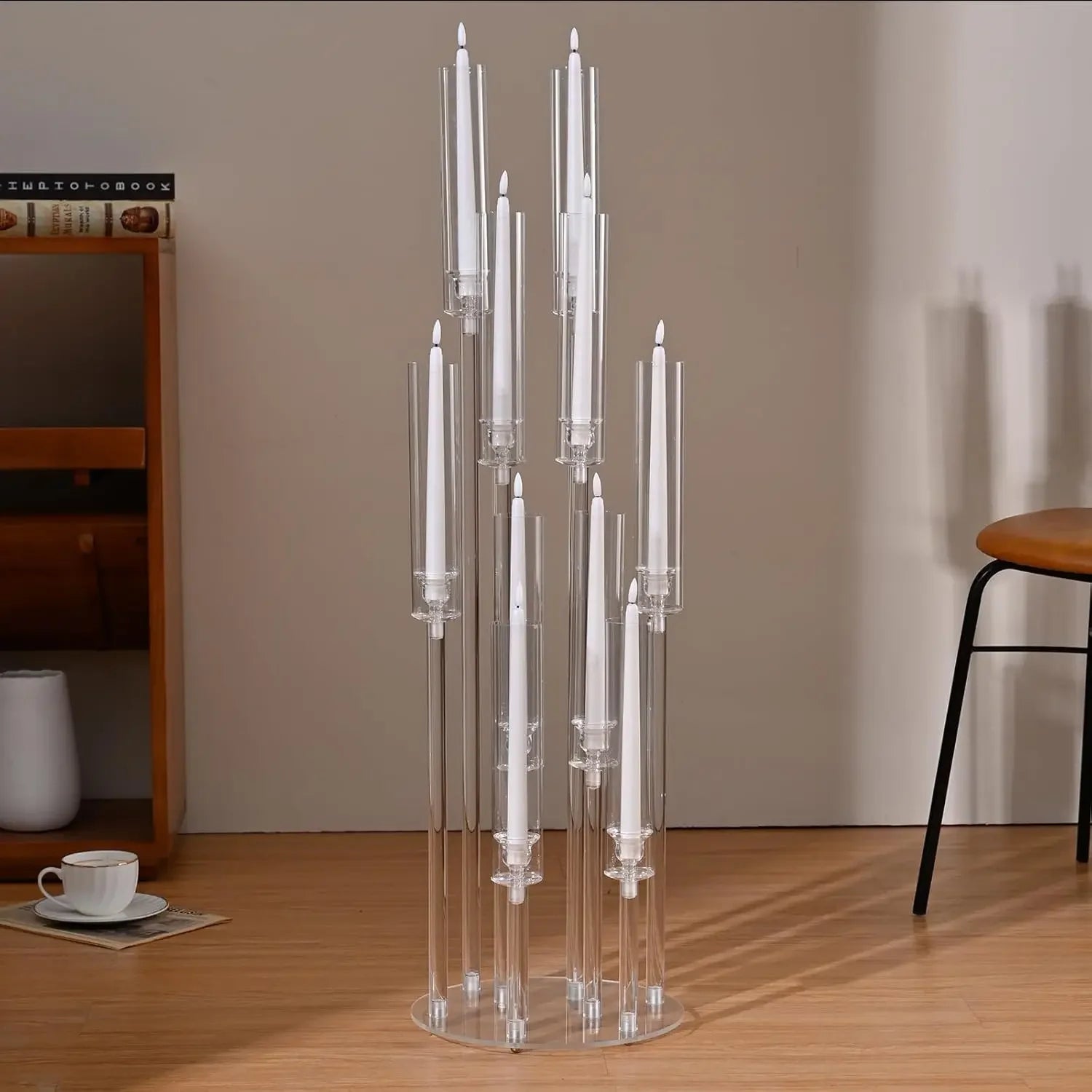 10Pcs Acrylic Candelabra Clear Candle Centerpiece for Dinner Party