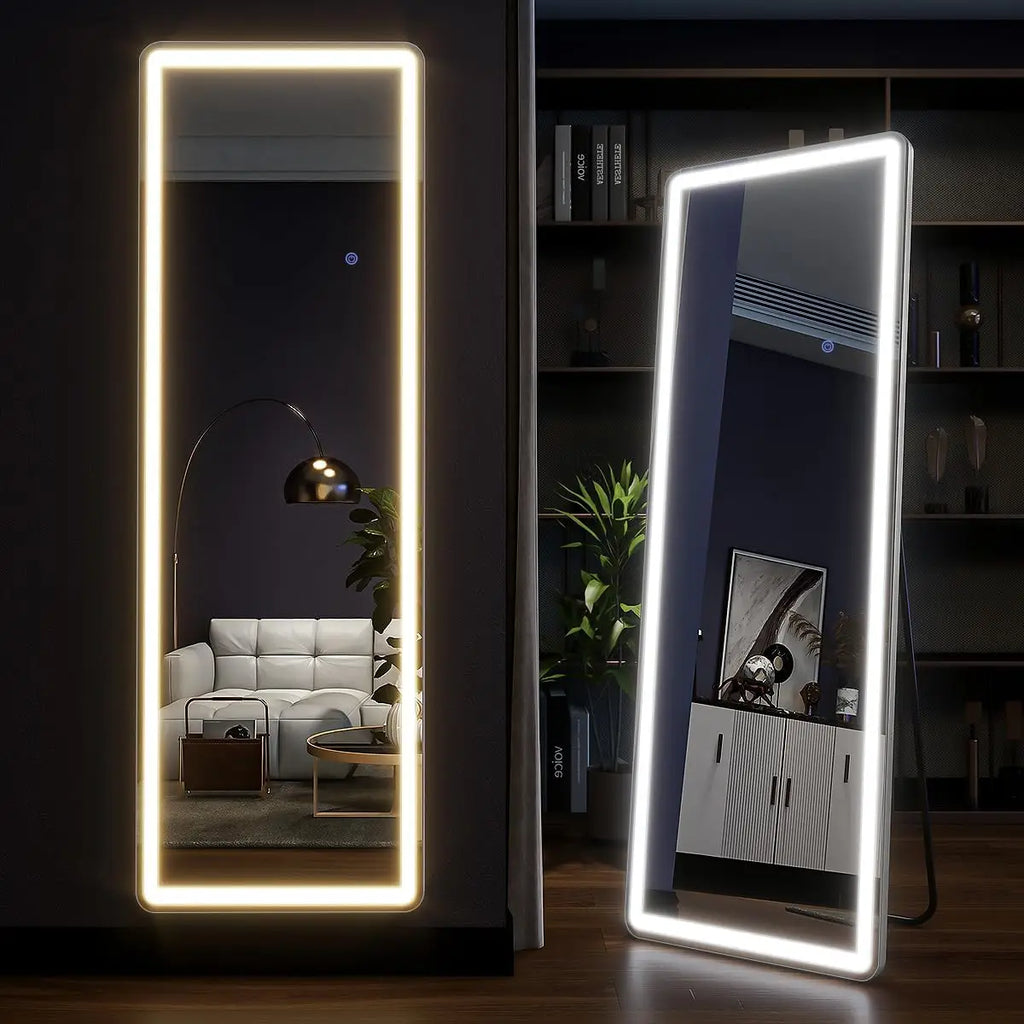 Full Length Mirror with LED Light Floor Mirror with Stand and Dimming