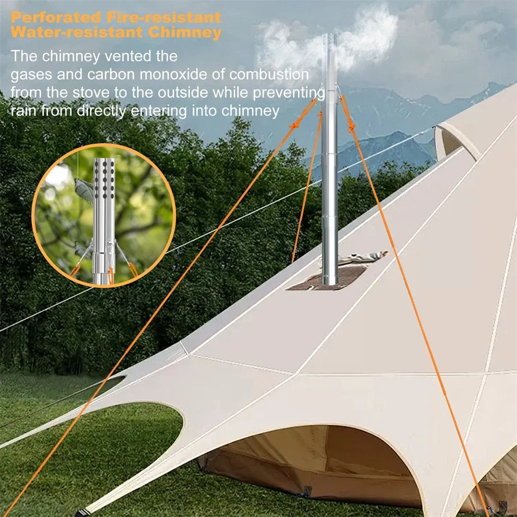 Hot Tent Stove, Portable Wood Stove with 6 Stainless Chimney Pipes for Outdoor Heating & Cooking