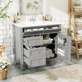 Solid Wood Bathroom Vanity with Soft-Close Doors & Tip-Out Drawer Undermount Sink Cabinet Green