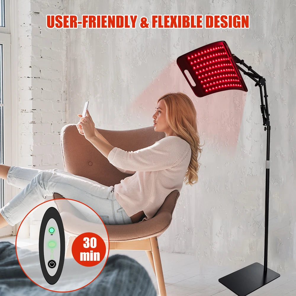 Red Light Lamp For Face and Body Home Infrared Light Panel Device with Adjustable Stand with Timer