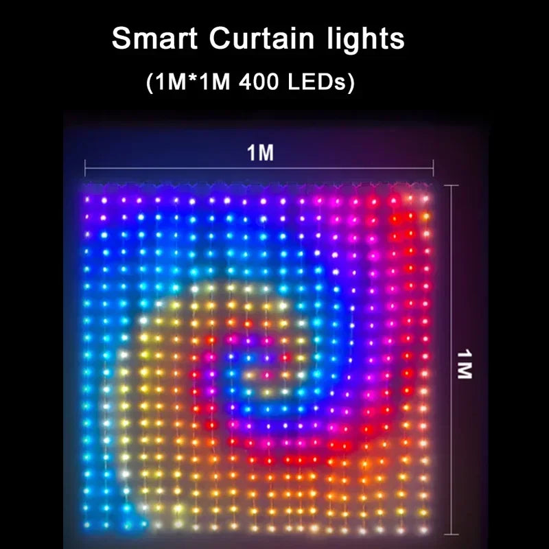 400 LED Smart Curtain String Lights with App Remote Control Music Sync String Outdoor Lights
