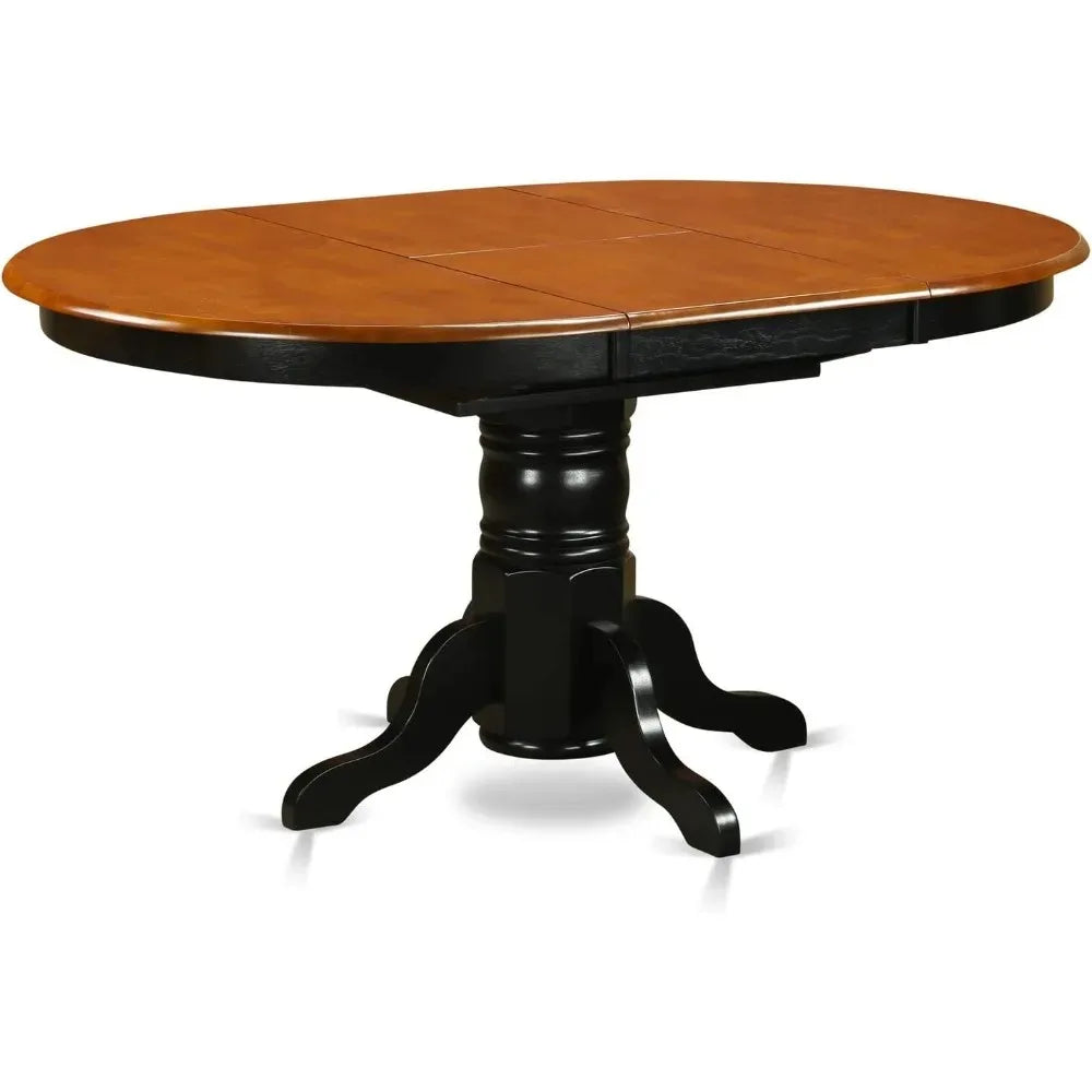 5-Pcs Oval Table with Butterfly Leaves and 4 Linen Upholstered Dining Chairs