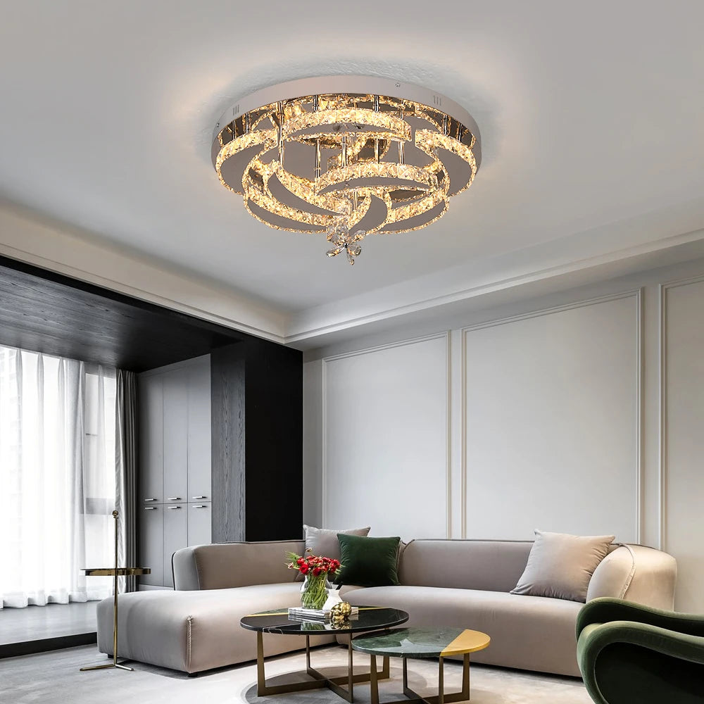 Luxury K9 Crystal Chandelier Modern Dimmable Ceiling Lamp