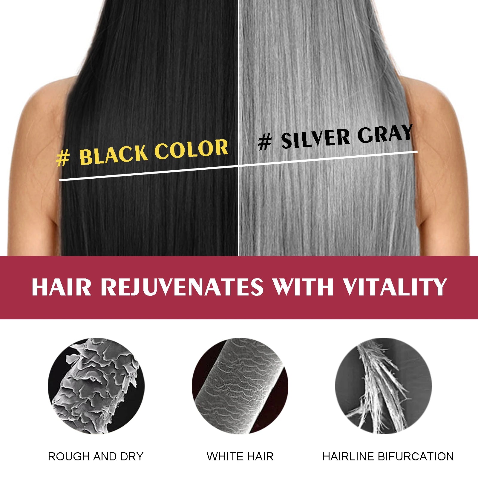 Hair Dye Shampoo for Silver Gray, Make Hair Soft Shiny