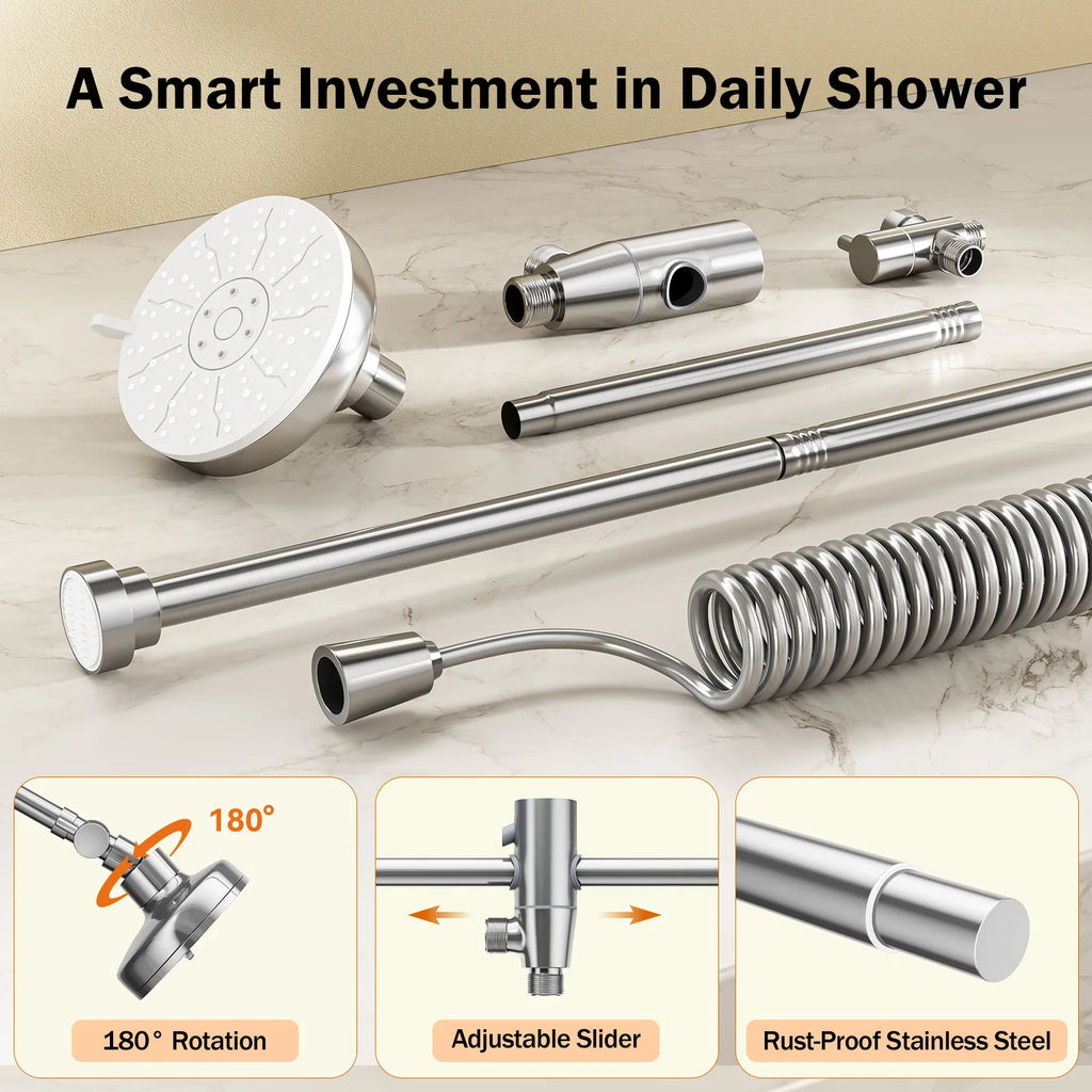 Dual Shower Head with Original Adjustable Slider, High Pressure Double Shower Head