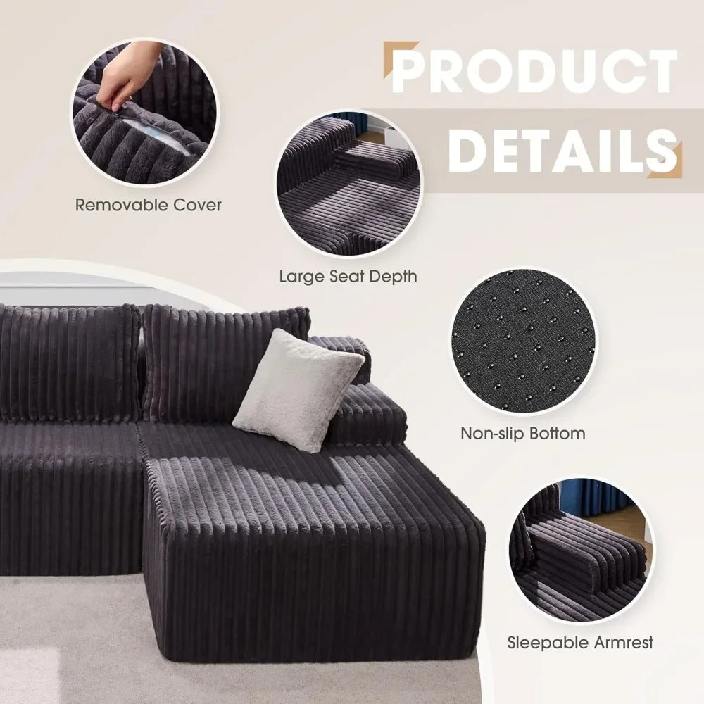 Cloud Modular Sectional Sofa Couch L-Shape Memory Foam Oversize Chaise