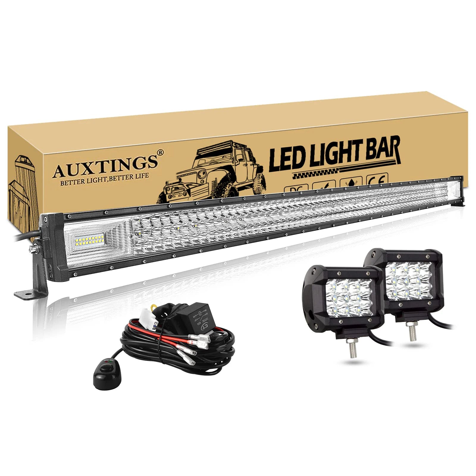 Off Road LED Light Bar with 2x36W Work Light Wire Kit 12V 24V Led Bar for Car Jeep Truck Patio