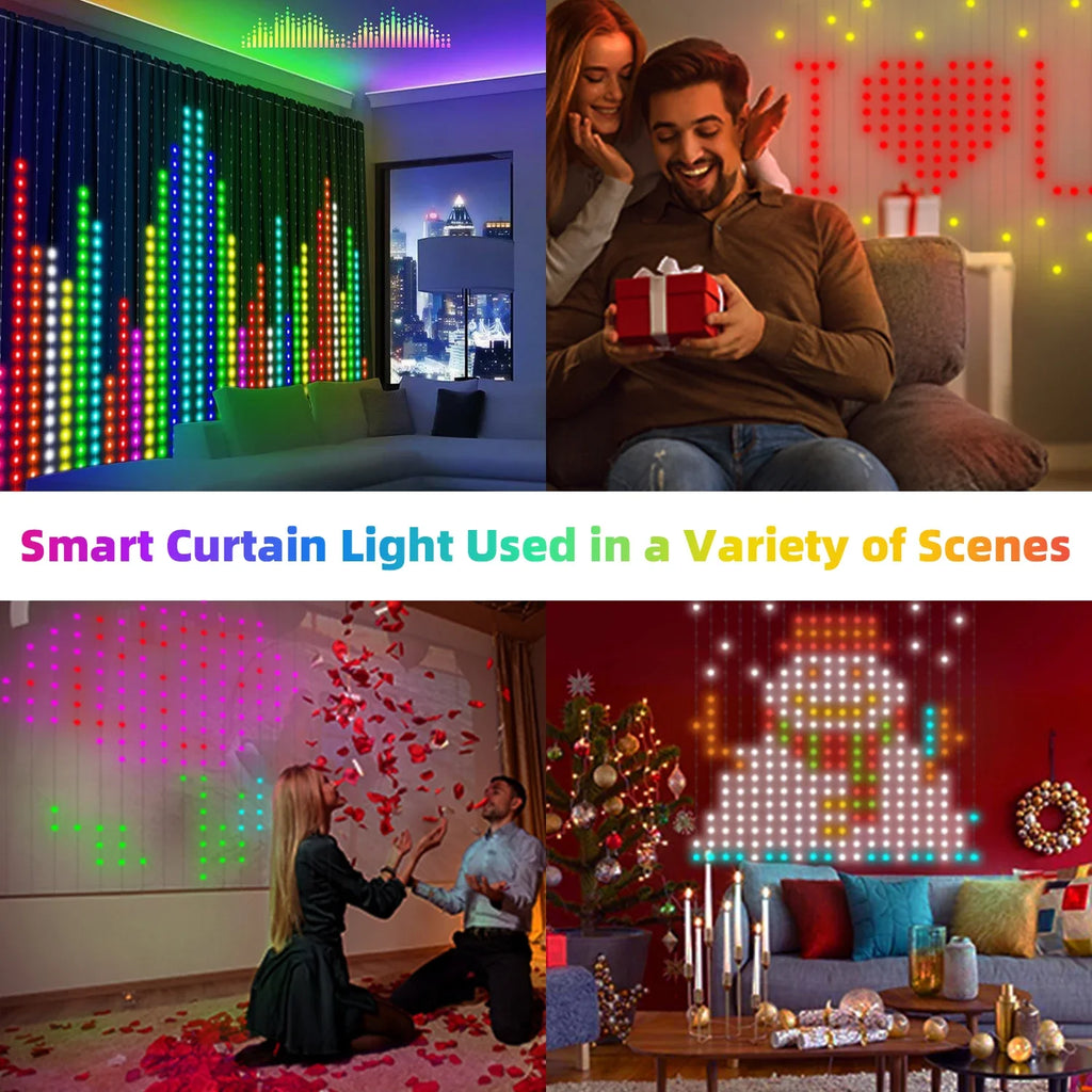 400 LED Smart Curtain String Lights with App Remote Control Music Sync String Outdoor Lights