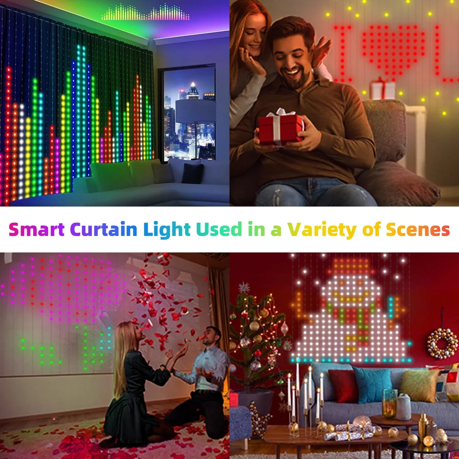 400 LED Smart Curtain String Lights with App Remote Control Music Sync String Outdoor Lights