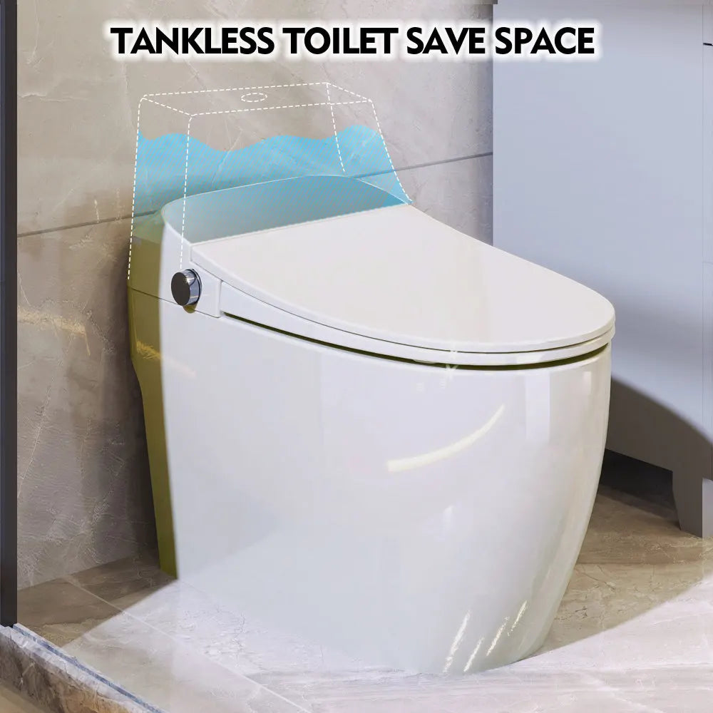 Heated Seat Smart Toilet, One Piece Toilet, Automatic Flush Tank without Bidet, with Foot sensor Flush