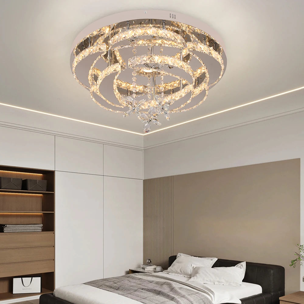 Luxury K9 Crystal Chandelier Modern Dimmable Ceiling Lamp