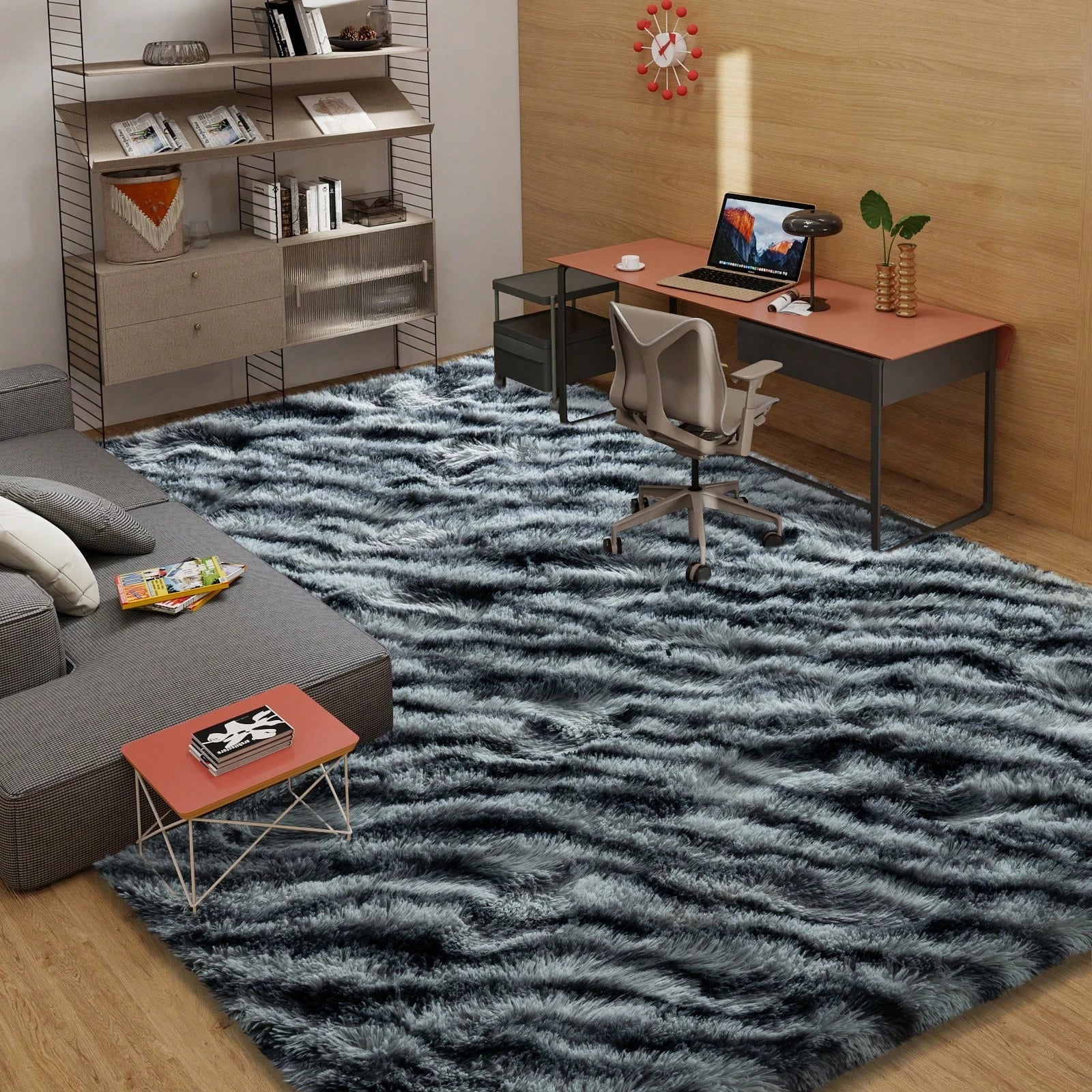 Fluffy Long Shag Zebra Print Washable Area Rug