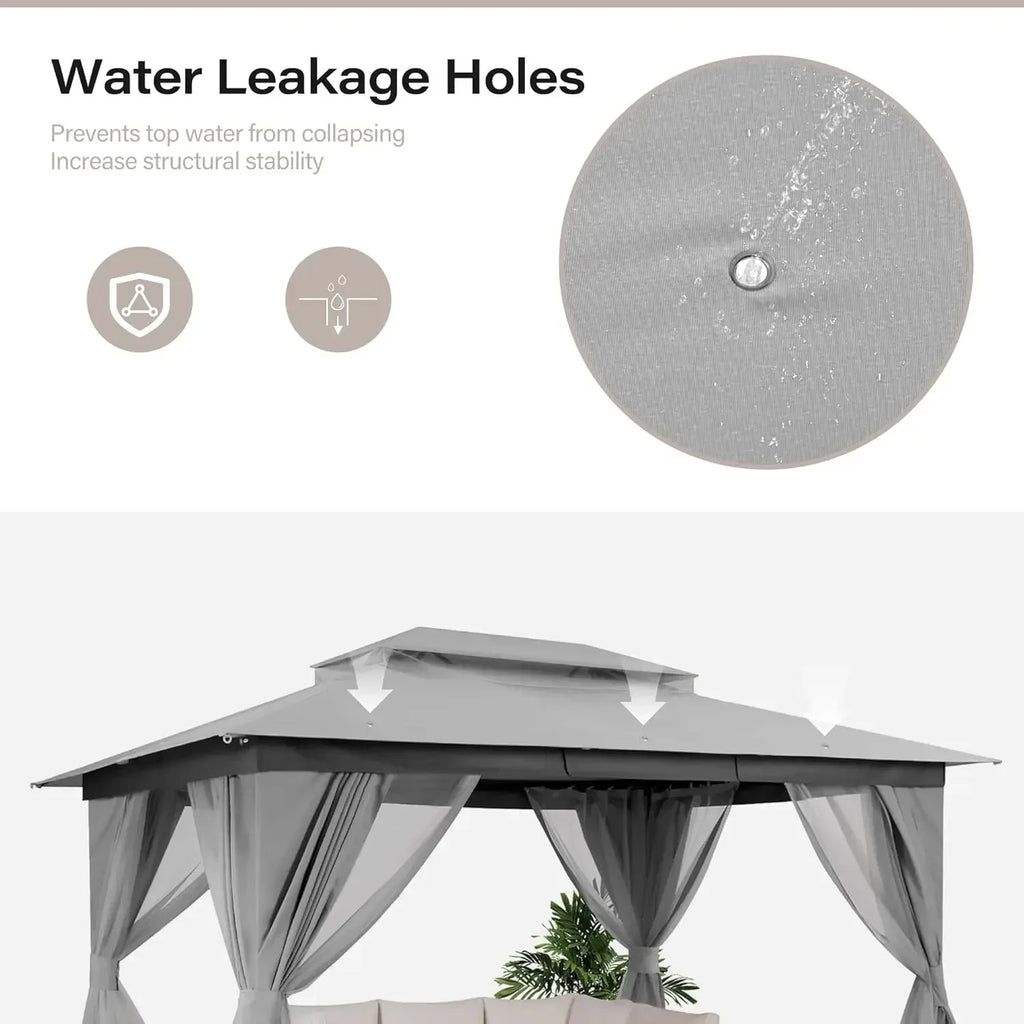 Outdoor Patio Gazebo with Expansion Bolts with Double Roofs