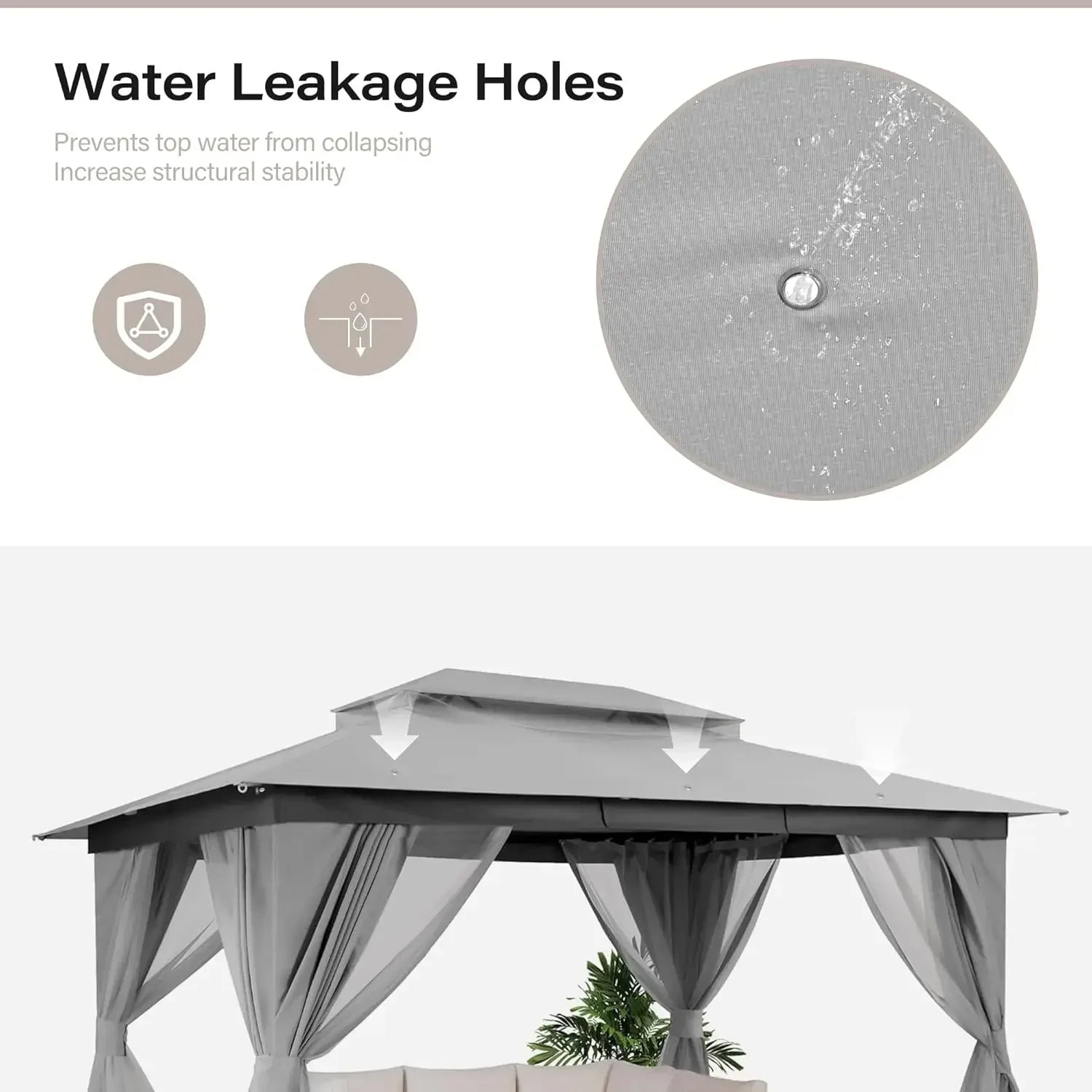 Outdoor Patio Gazebo with Expansion Bolts with Double Roofs