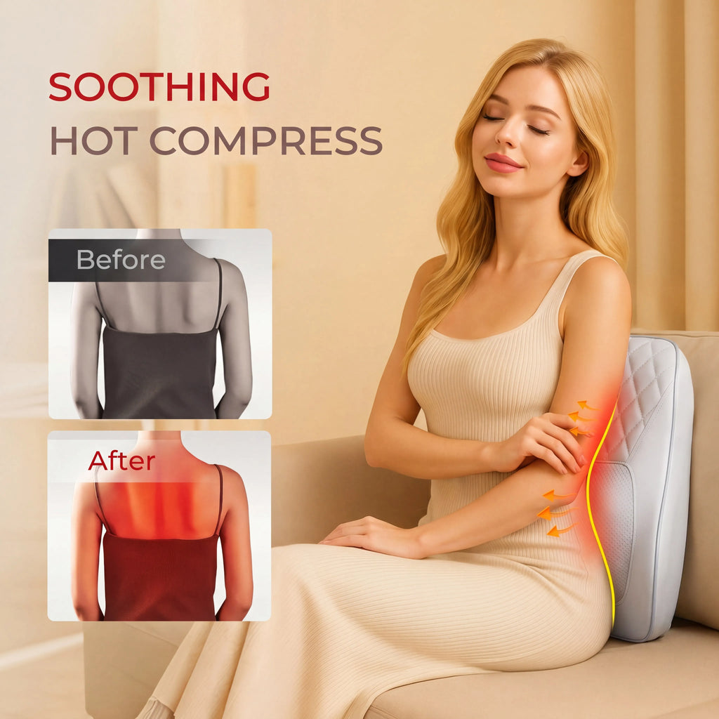 Back & Neck Massager with Heat 3D Kneading Massage Pillow