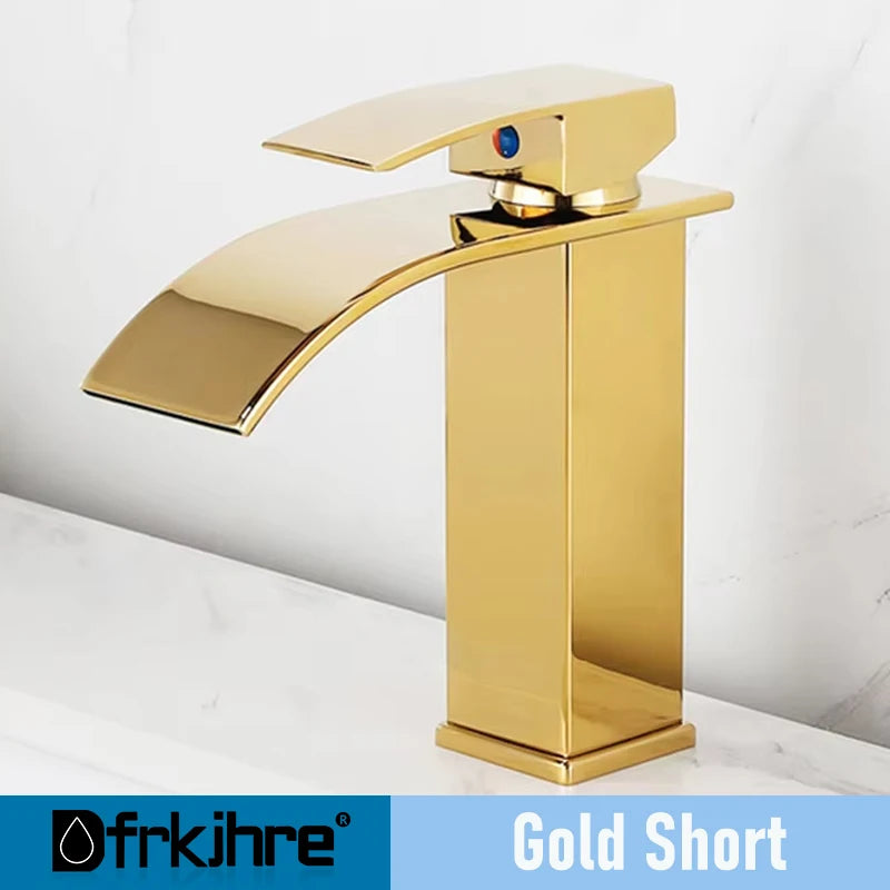 Bathroom Copper Waterfall Stainless Steel Basin Faucet Hot and Cold Dual Control Faucet