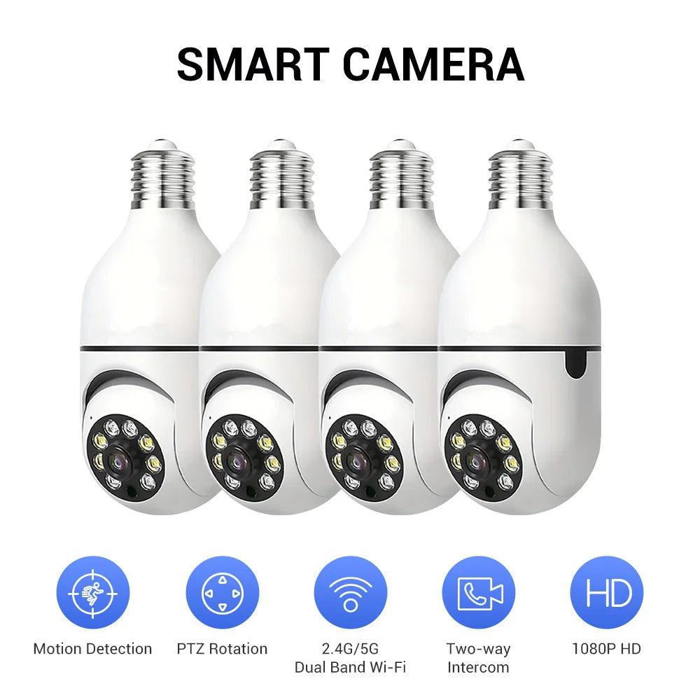 Light Bulb Security Cameras Outdoor Wireless WiFi Camera, 360 Degree, Light Socket Screw In
