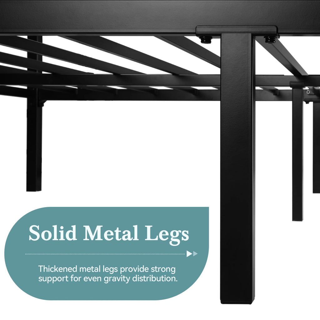 Canopy Bed Frame, 3-Metal Crossbar, No Box Spring Needed, Easy Assembly