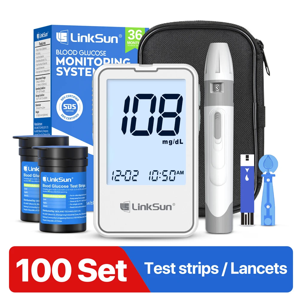 Blood Glucose Meter Glucometer Complete Kit Diabetes Accessories Finger Blood Digital Glucose Sugar Test Machine