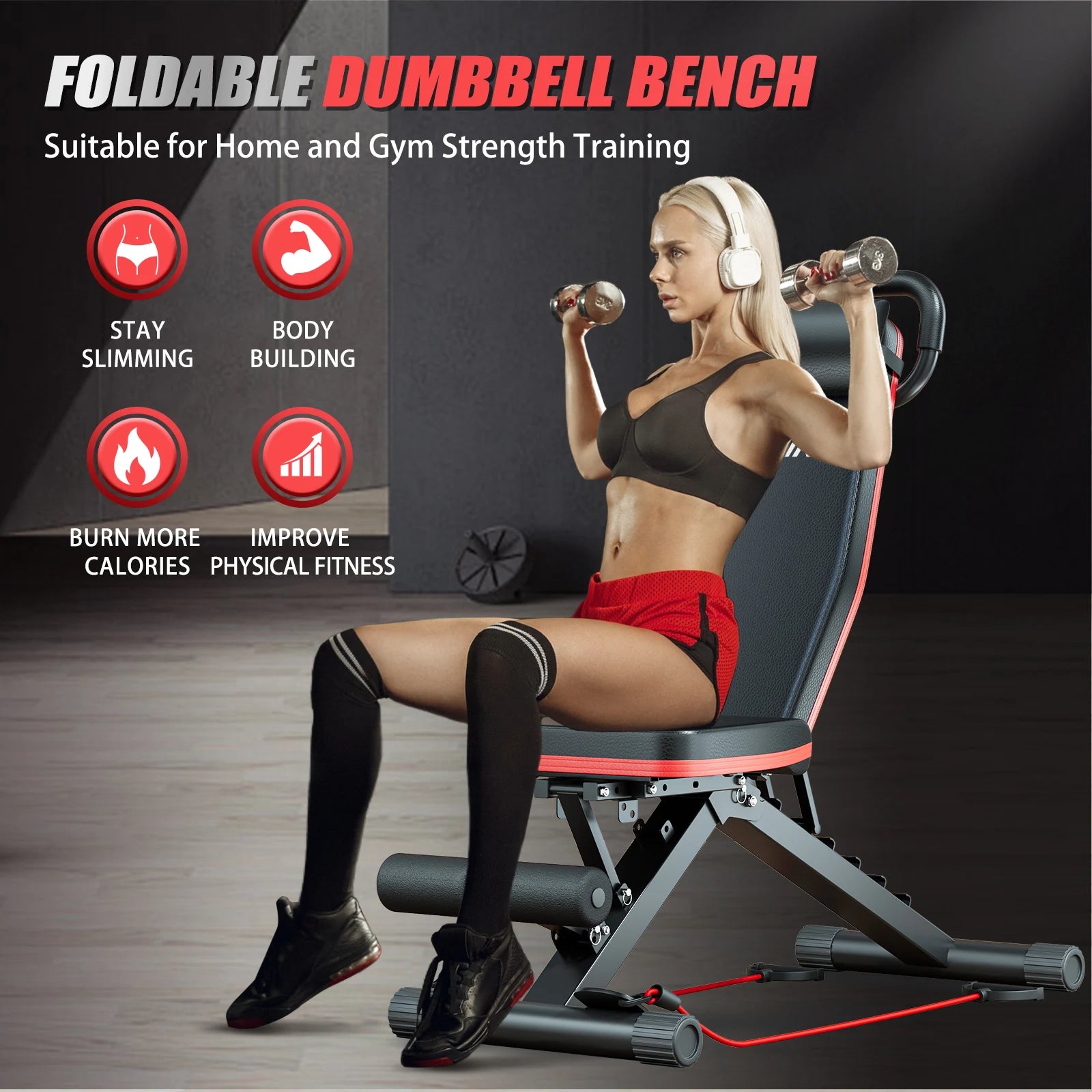 14-in-1 Foldable Multifunctional Bench 6 Adjustable Levels for Full Body Workout
