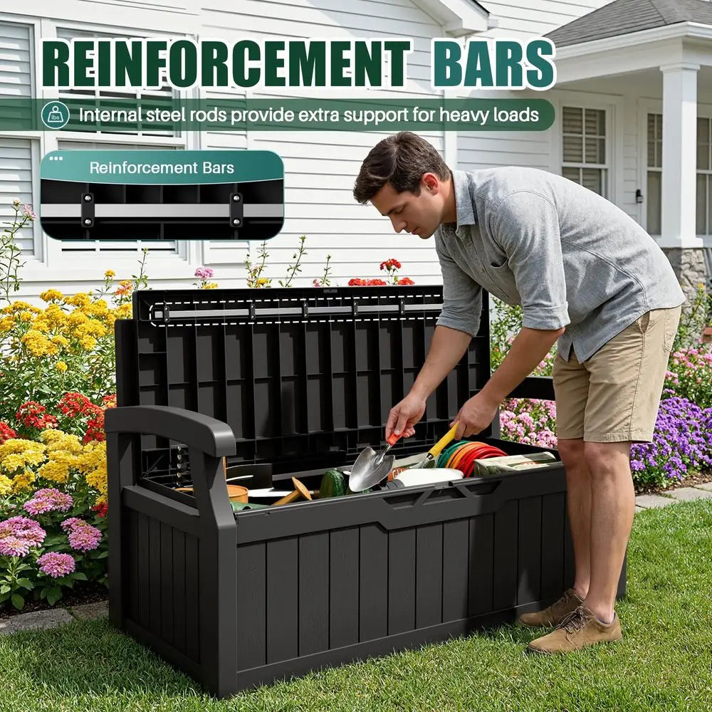 80 Gallon Storage Bench Deck Box Lockable for Patio Furniture