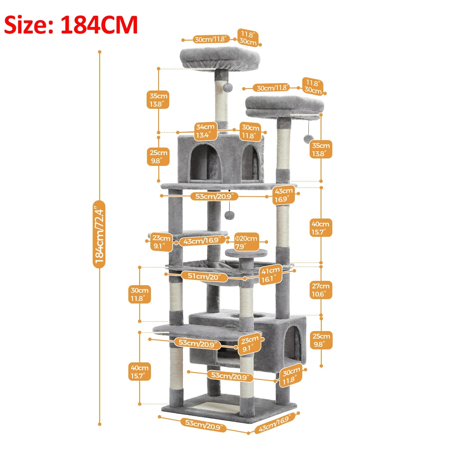 Large Cat Tree and Tower for Indoor Cats With Sisal-Covered Scratching Posts Spacious Hammock