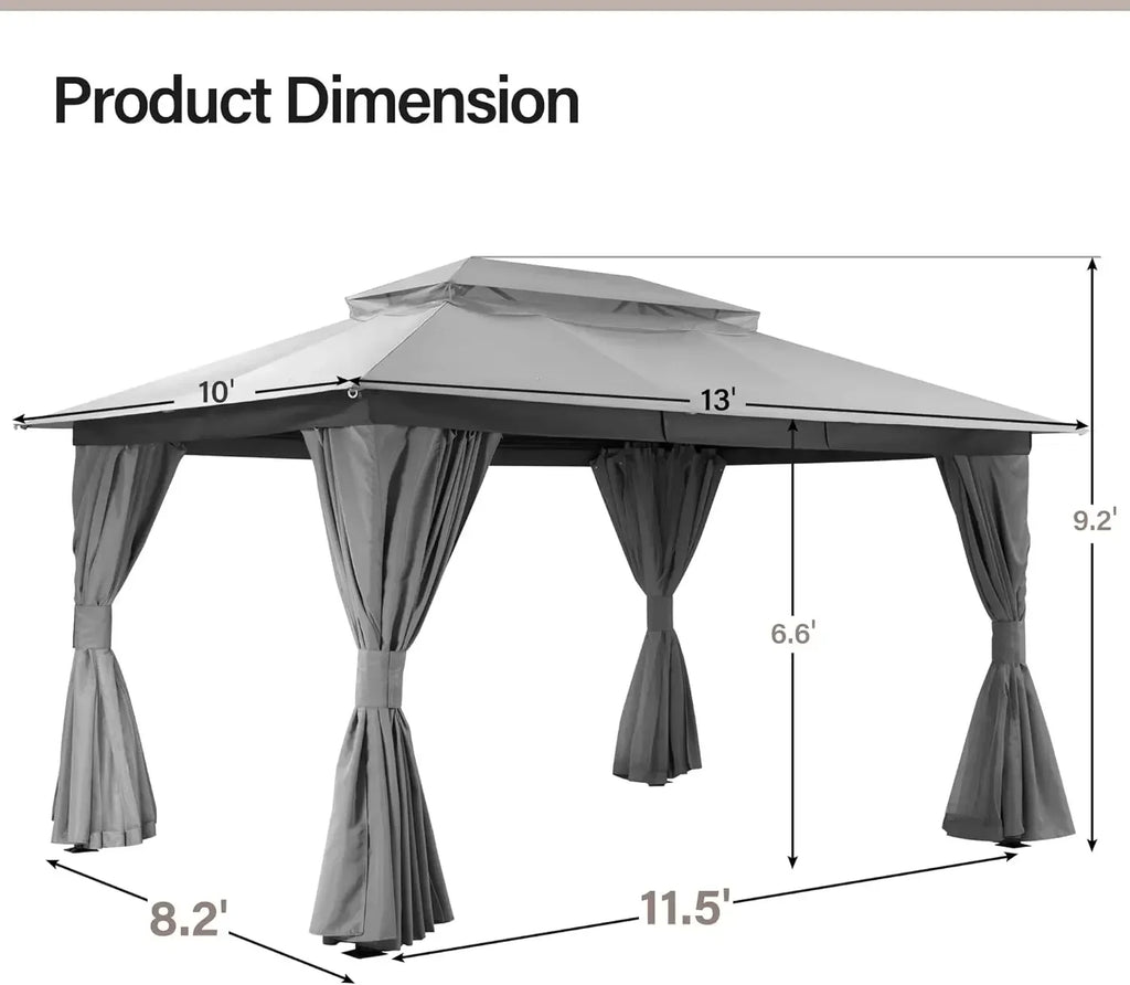 Outdoor Patio Gazebo with Expansion Bolts with Double Roofs